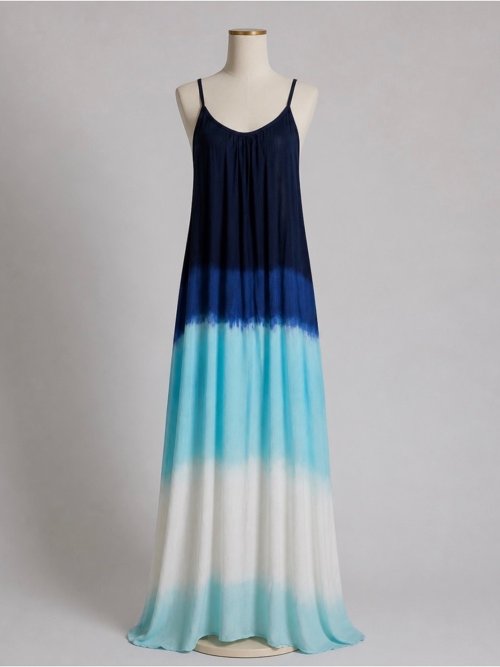 Riviera Sun Tie Dye Ombre Maxi Dress in Blue 100% Rayon